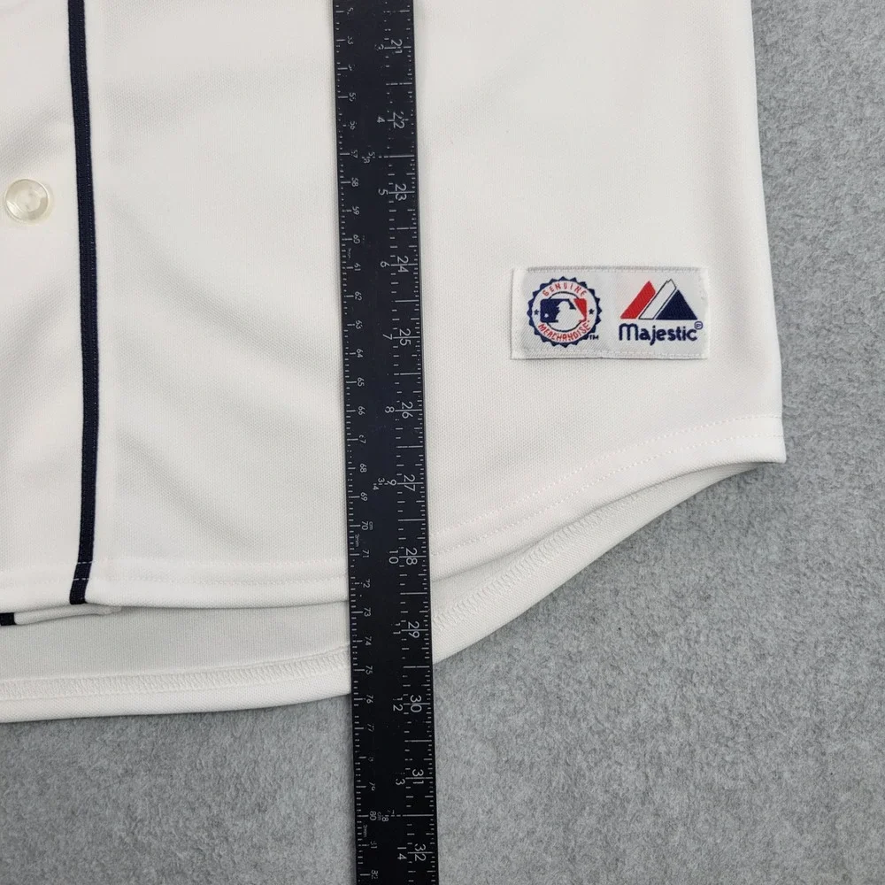 Majestic Cleveland Indians Baseball Jersey Youth XL White Button Front Y6401